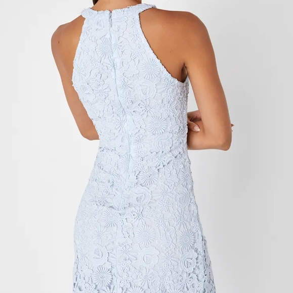 Lace Love Poem Lulus Mini Dress Baby Blue - Picture 6 of 13
